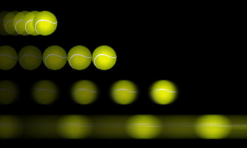 Диаграмма, показывающая разную скорость движения мяча за одно и то же время