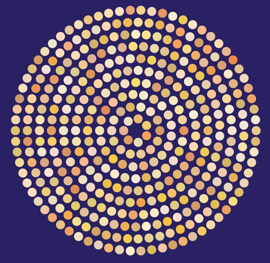 Большой круг, сформированный из множества меньших кругов, заполненных разными цветами