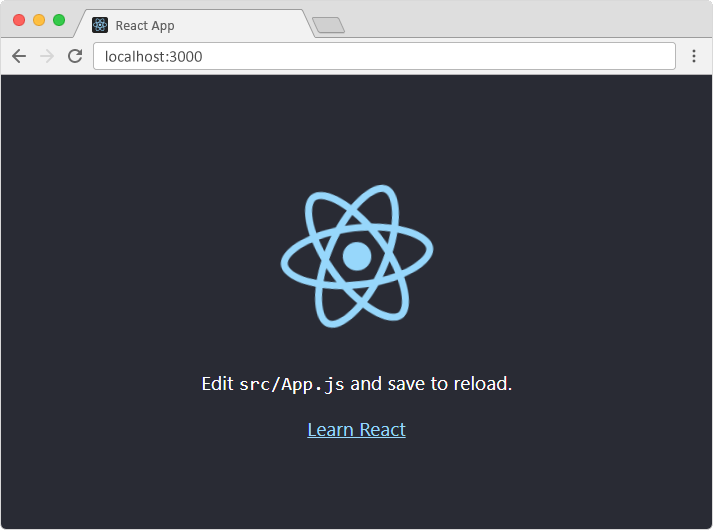 Страница локального приложения React