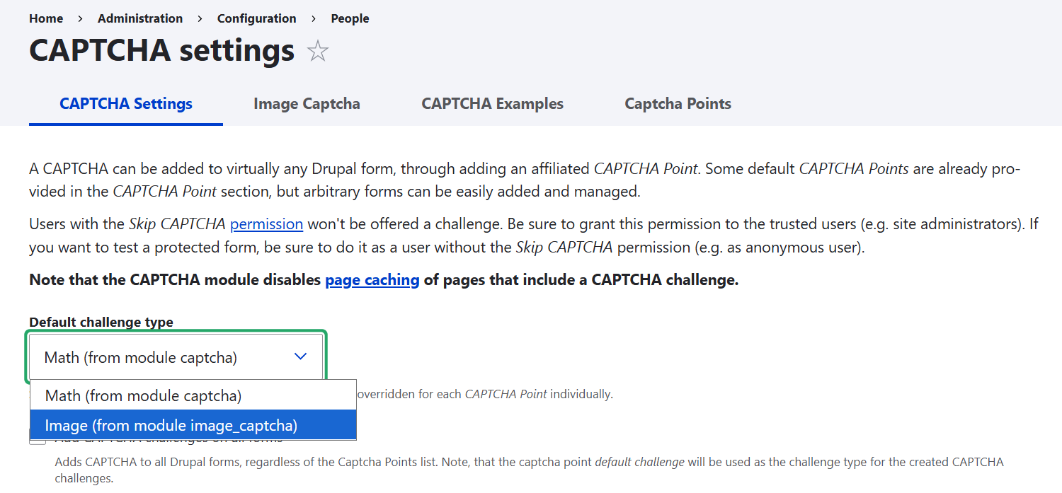 Выбор типа проверки по умолчанию для теста на спам