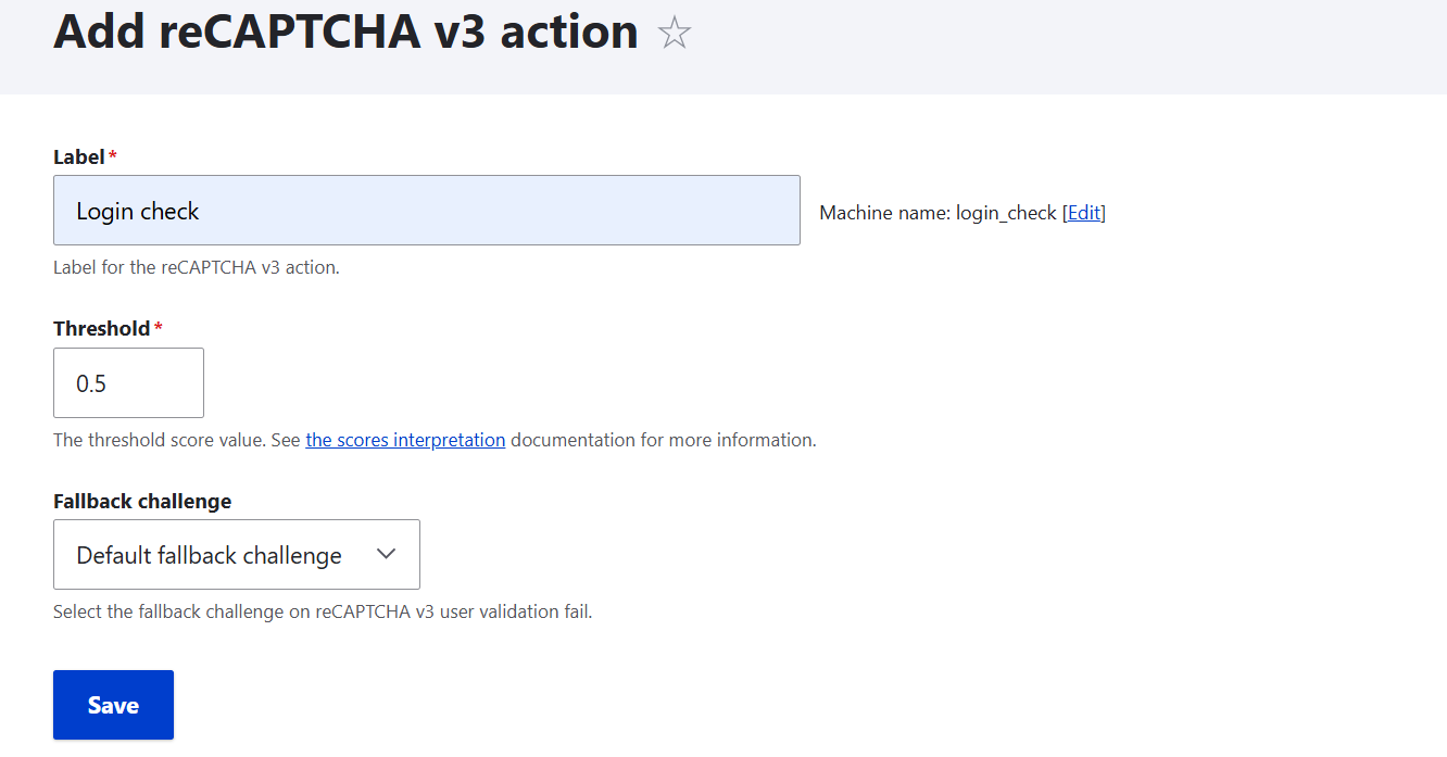 Настройка действия v3 в форме Drupal