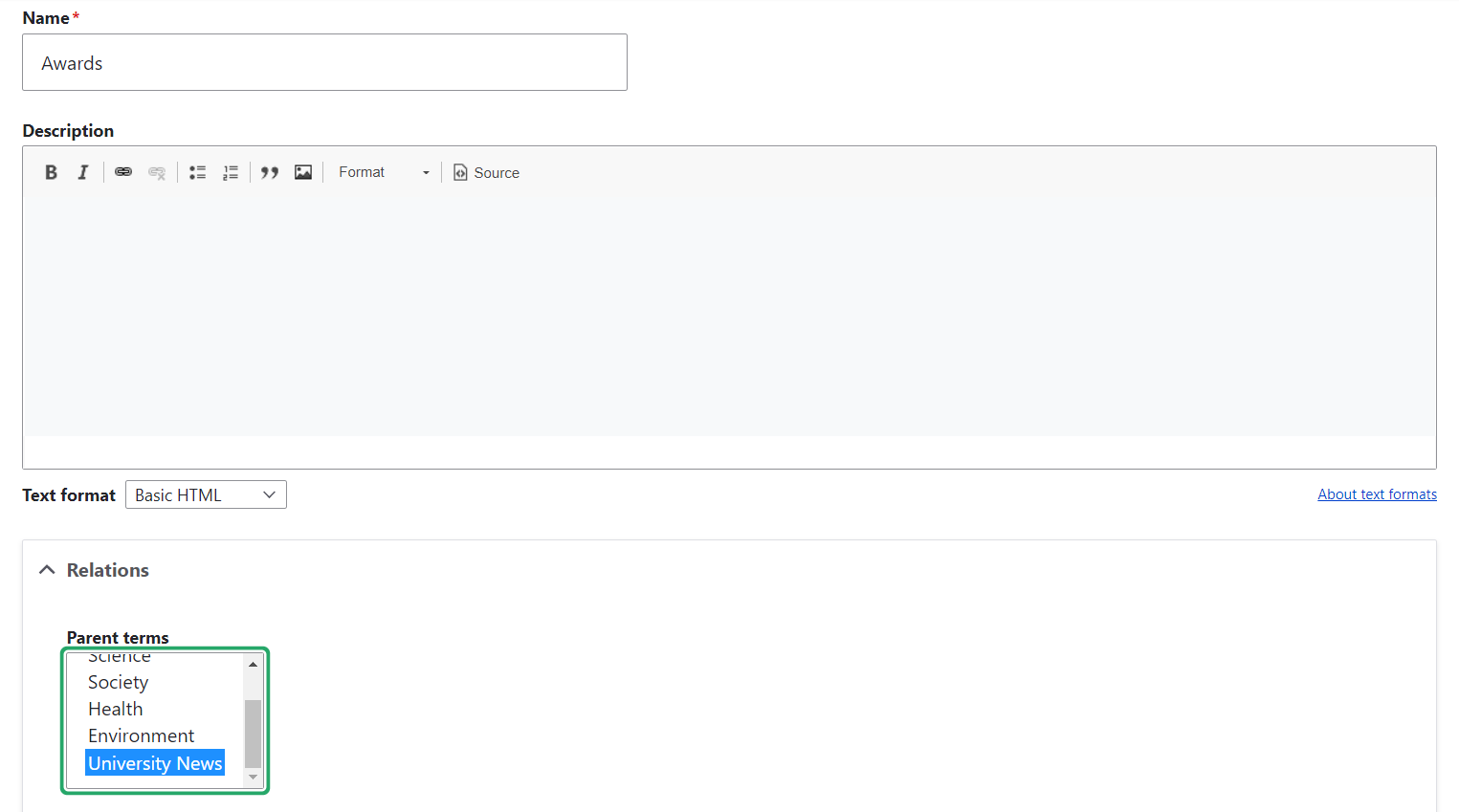Определение родительского термина